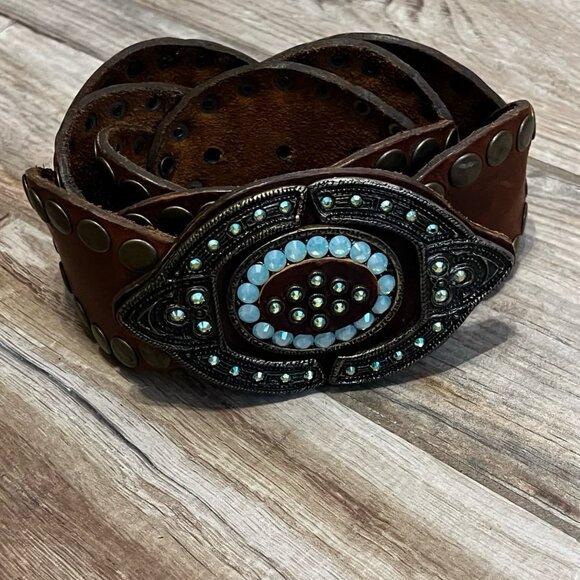 Leatherock Brown Studded Belt - Picture 1 of 7